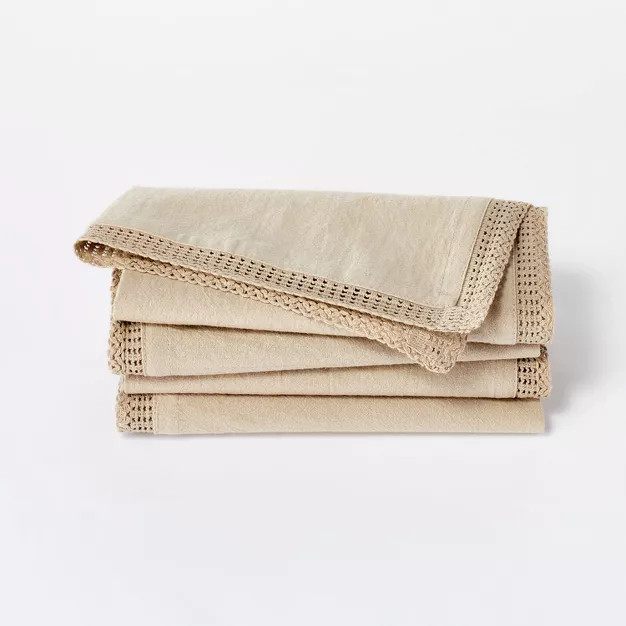 4pk Cotton Napkins Brown- Threshold™ designed with Studio McGee | Target
