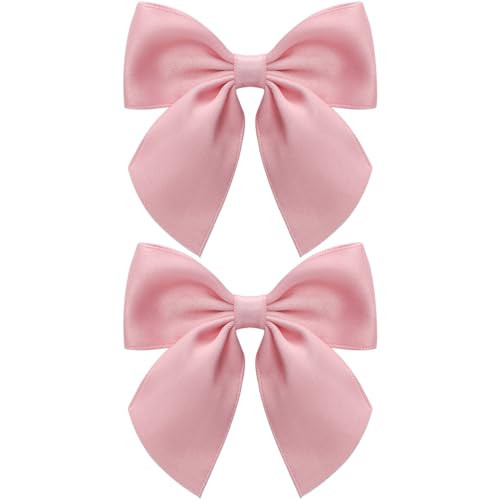 Zolyco 3.5 Inch Cheer Bow Clips for Women Girls Thick Ribbon Boutique Alligator Clips with Tails Hair Accessories for Older Kids Children Young Girls 2 Pcs (Rose Pink) | Amazon (US)