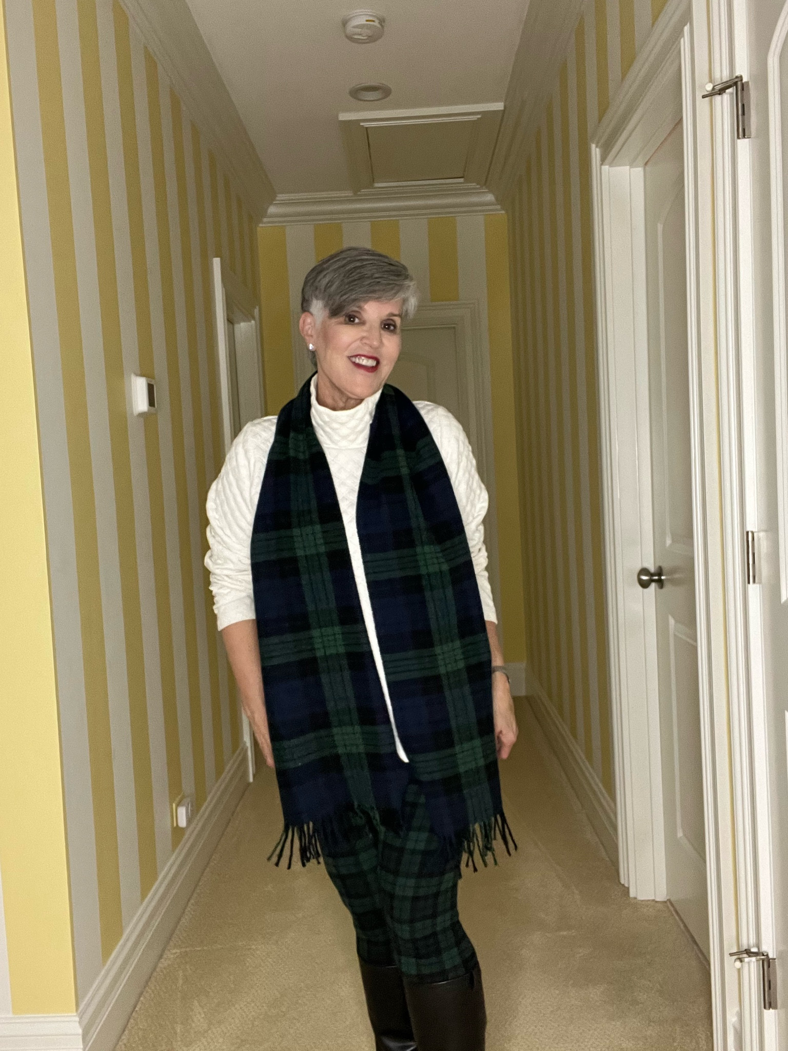 Don’t you just love when a great product is ON SALE and BACK IN STOCK!  These black watch plaid leggings are both!  I’m wearing a medium and they are so comfy!  And cute! BUT HURRY as they keep running out!  I love this holiday 🌲🌲🌲look!
-Shop
1. 🎄Text me “links please” and I’ll DM them right to you!  OR
2. 🎄Click on the link in my stories.
3. 🎄Go to my Profile and click on the link in my Linktree to LTK to shop there.
#
#styleover50
#fashionover50
#styleatanyage
#holidayoutfits
#jcrewstyle
#talbots 
#holidayfashion
#makingfashion
#jcrewfactory 

#LTKHoliday #LTKsalealert #LTKSeasonal