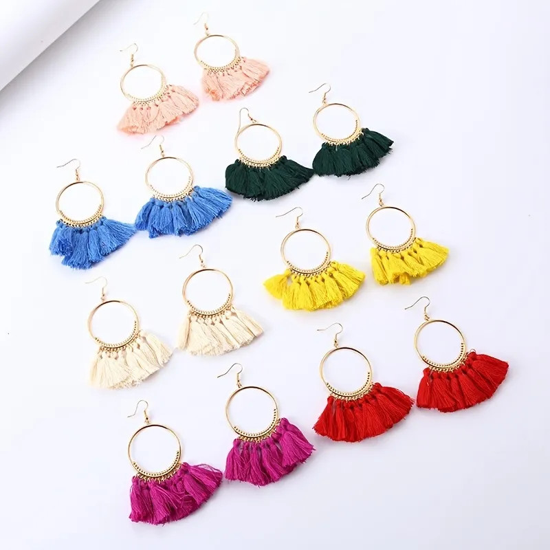 Bohemian Style Tassel Earrings Exaggerated Braided Dangle Earrings 14K Gold Plated Jewelry For Gi... | Temu Affiliate Program