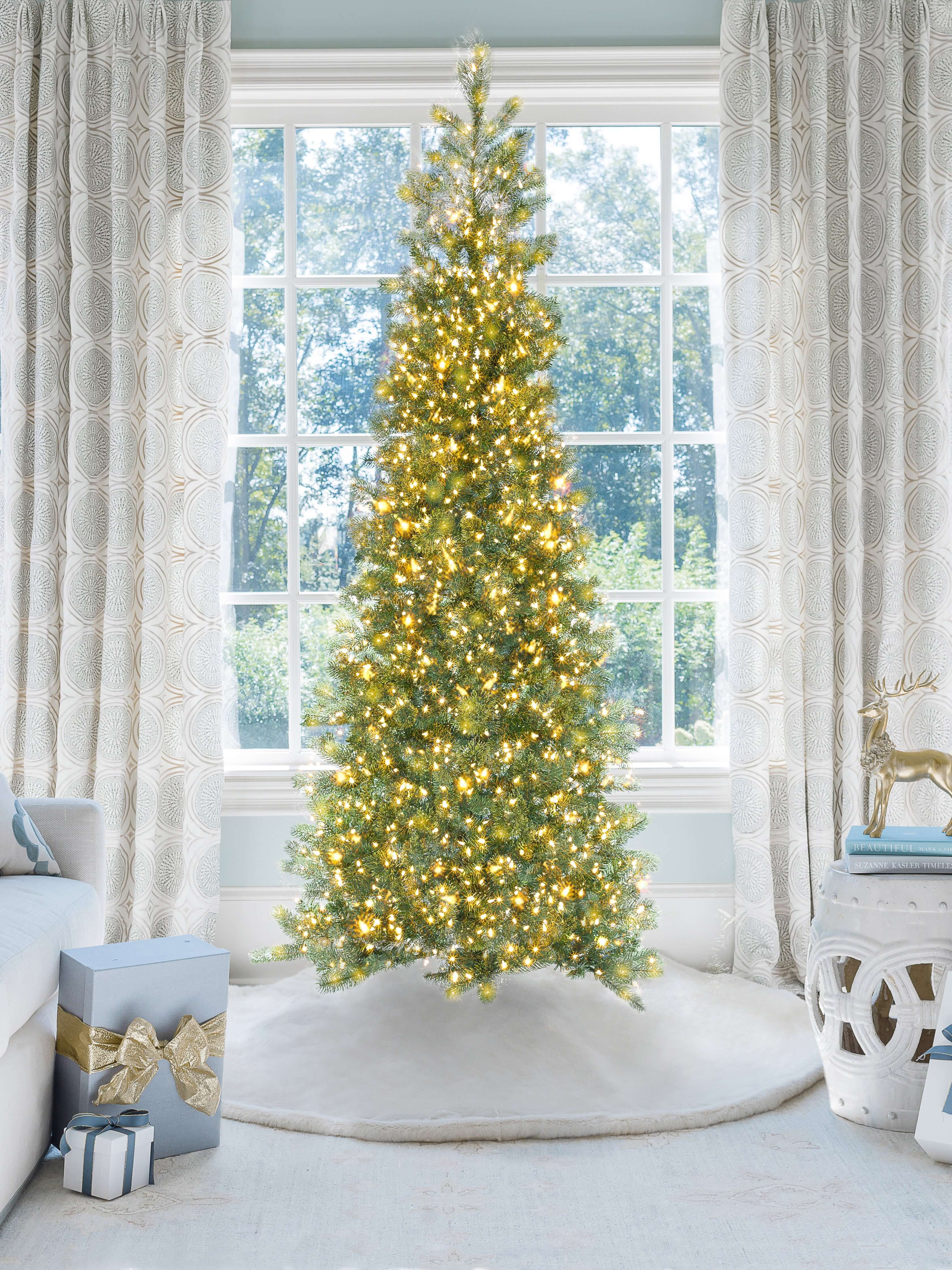 12 Foot King Douglas Fir Slim Quick-Shape Artificial Christmas Tree 1050 Dual Color LED Lights | King of Christmas