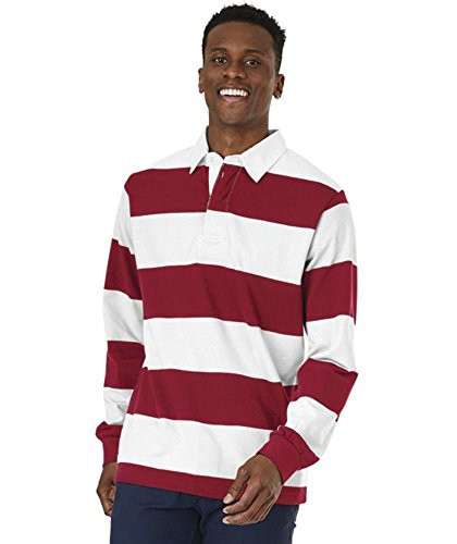 Charles River Apparel Men's Classic Rugby Shirt, Red/White, XX-Large | Amazon (US)