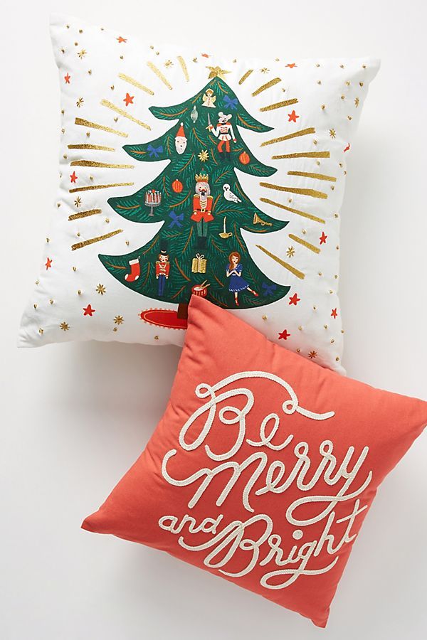 Rifle Paper Co. for Anthropologie Holiday Cheer Pillow | Anthropologie (US)