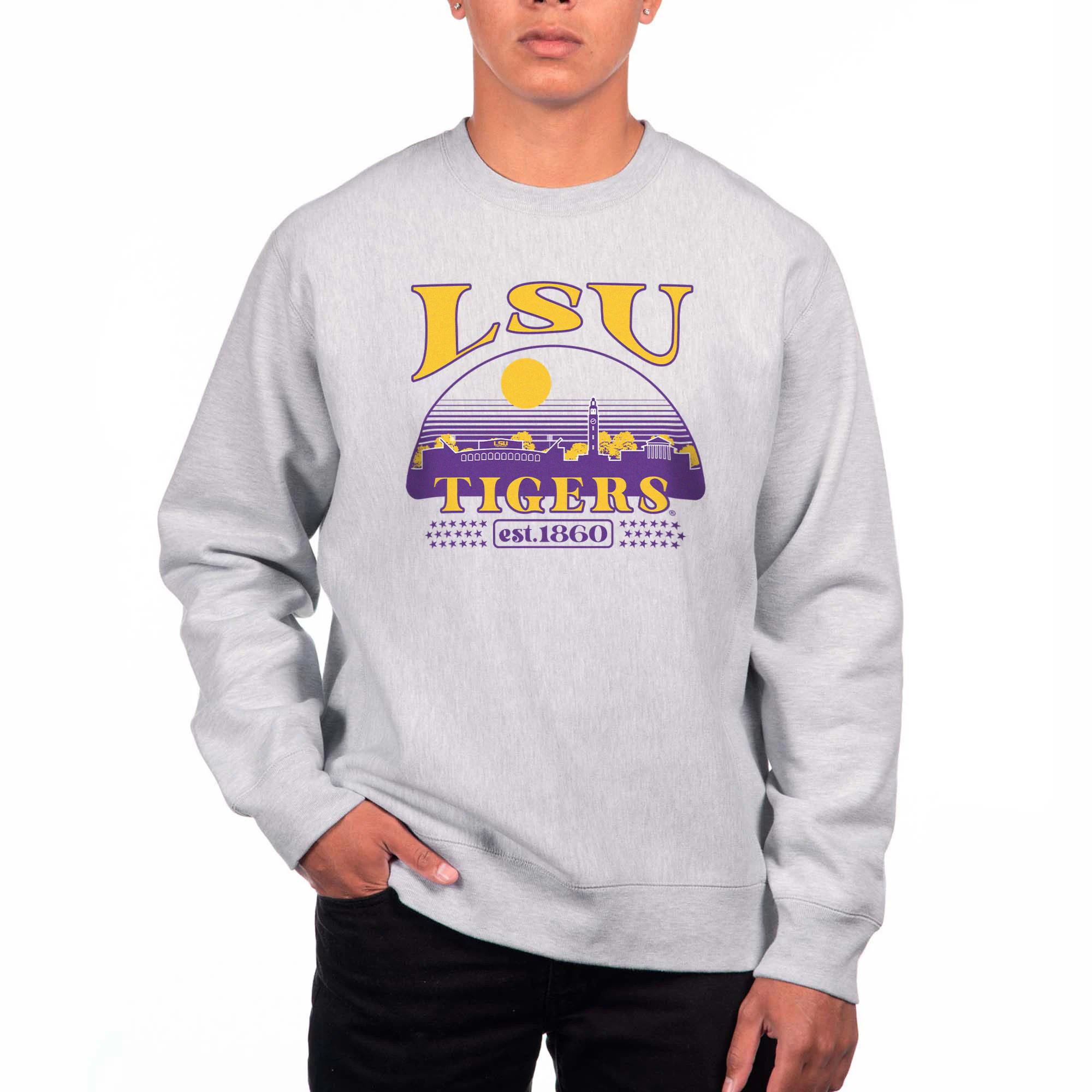 LSU Tigers Uscape Apparel Premium Heavyweight Crewneck Sweatshirt - Heather Gray | Fanatics
