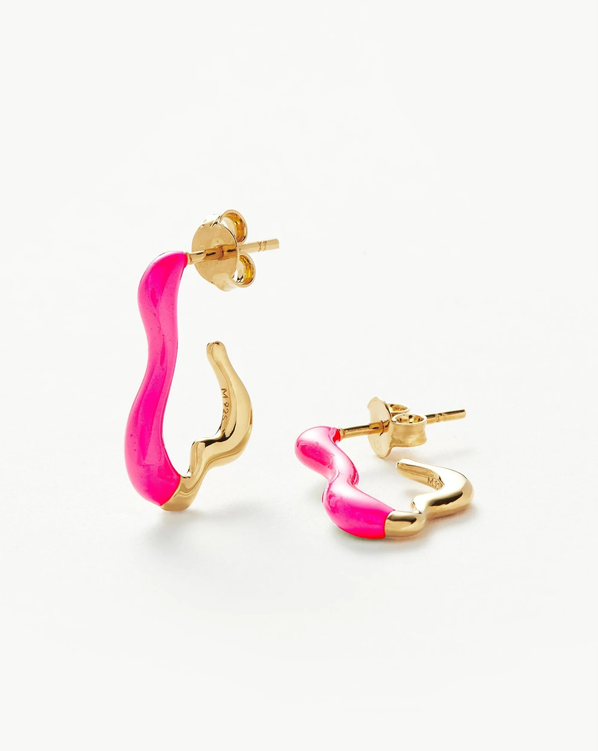 Squiggle Curve Two Tone Enamel Small Hoop Earrings | Missoma