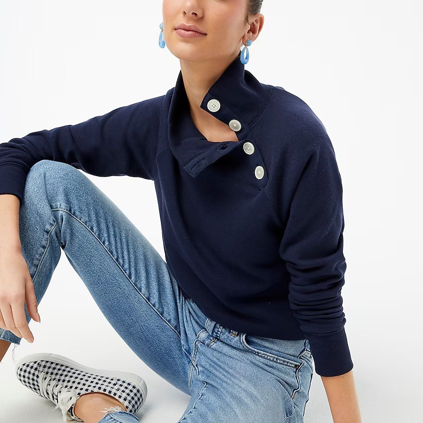 Button-collar pullover sweatshirt | J.Crew Factory