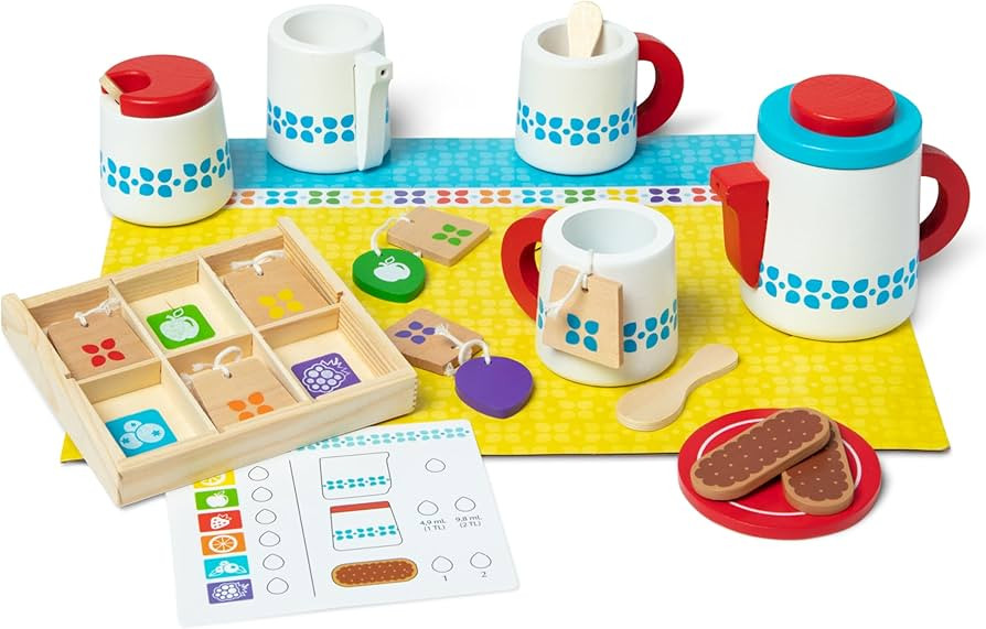 Melissa & Doug 20-Piece Steep and Serve Wooden Tea Set - Play Food and Kitchen Accessories | Play... | Amazon (US)