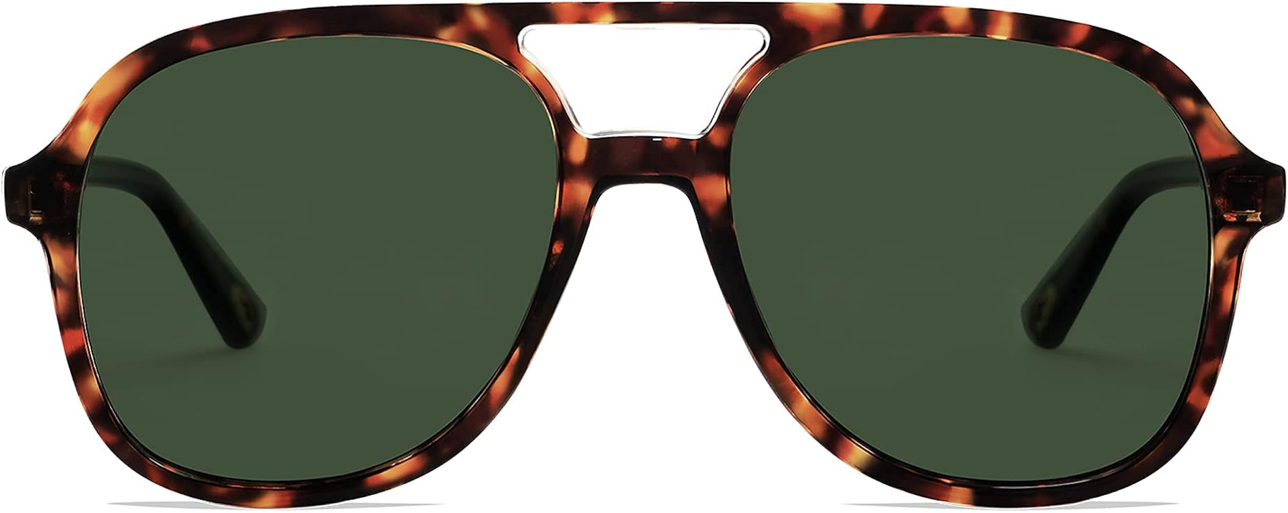 Retro Polarized Aviator Sunglasses Womens Men Vintage Double Bridge Square Sun Glasses AP3606 | Amazon (US)