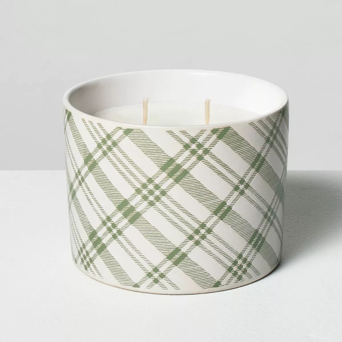 Plaid Ceramic Cypress & Pine 2-Wick Jar Christmas Candle Light Green 11oz - Hearth & Hand™ with... | Target