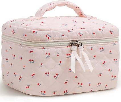 Prite Large Cosmetic Bags for Women Cute Makeup Bag Floral Coquette Aesthetic Toiletry Bag Travel... | Amazon (US)