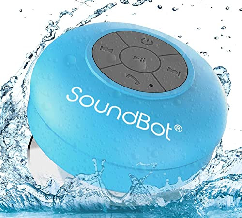Soundbot® Waterproof Shower Speaker HD Water Resistant Bluetooth Handsfree Portable with Loud Clear Sounds 6+hrs of Playtime, Wireless Suction Cup Small Durable for Outdoors Travel Home SB510 (Blue) | Amazon (US)