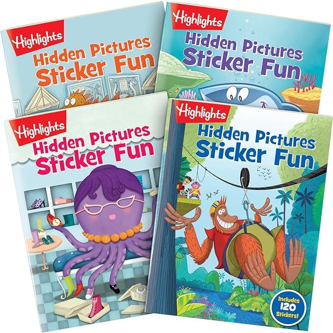 Highlights Hidden Pictures Sticker Fun Sticker Books for Kids Ages 3-6, 4-Pack, 64 Pages - Volume... | Amazon (US)