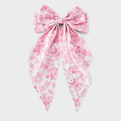 Floral Printed Hair Bow Barrette - A New Day™ Light Pink | Target