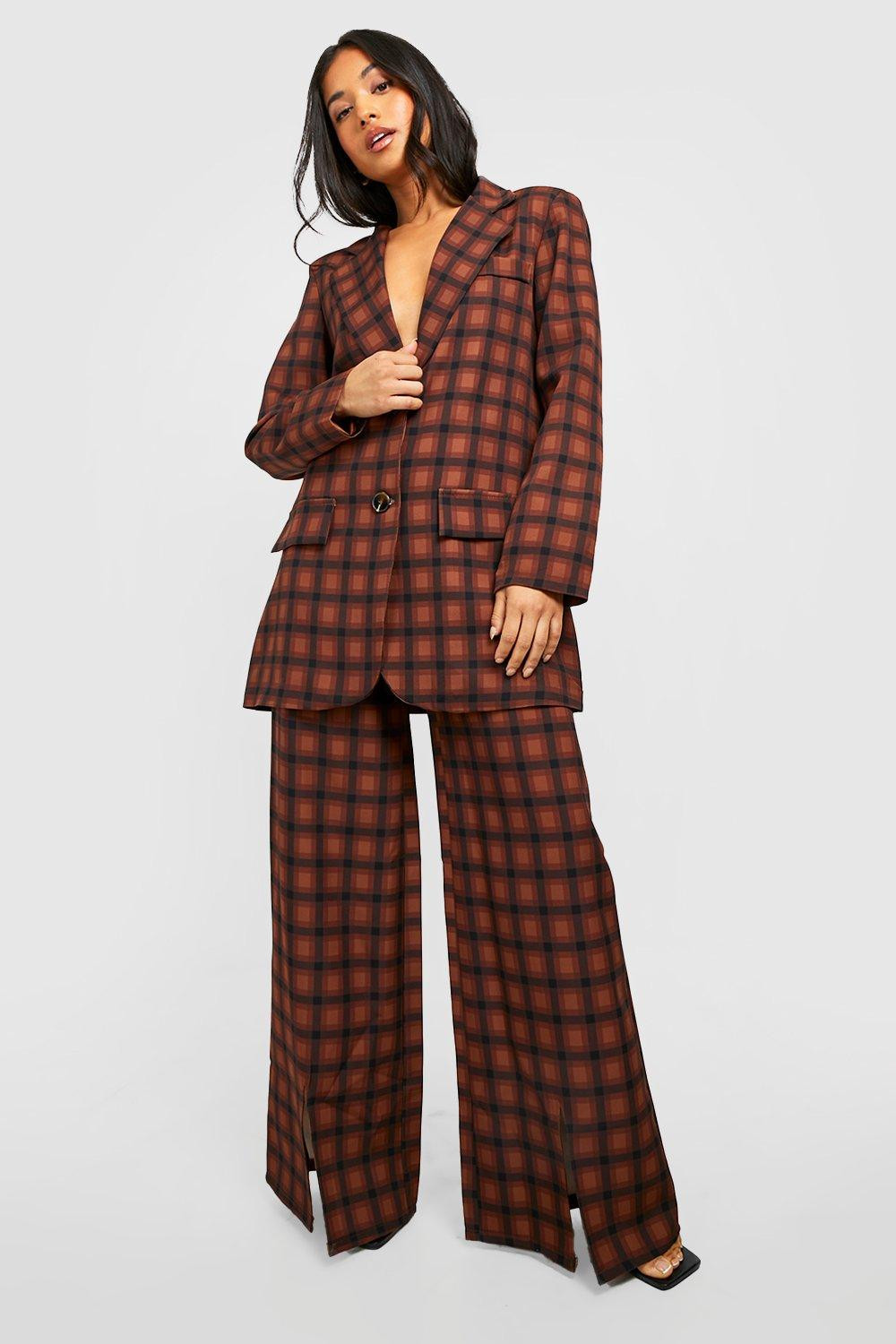 Petite Check Oversized Blazer | Boohoo.com (US & CA)