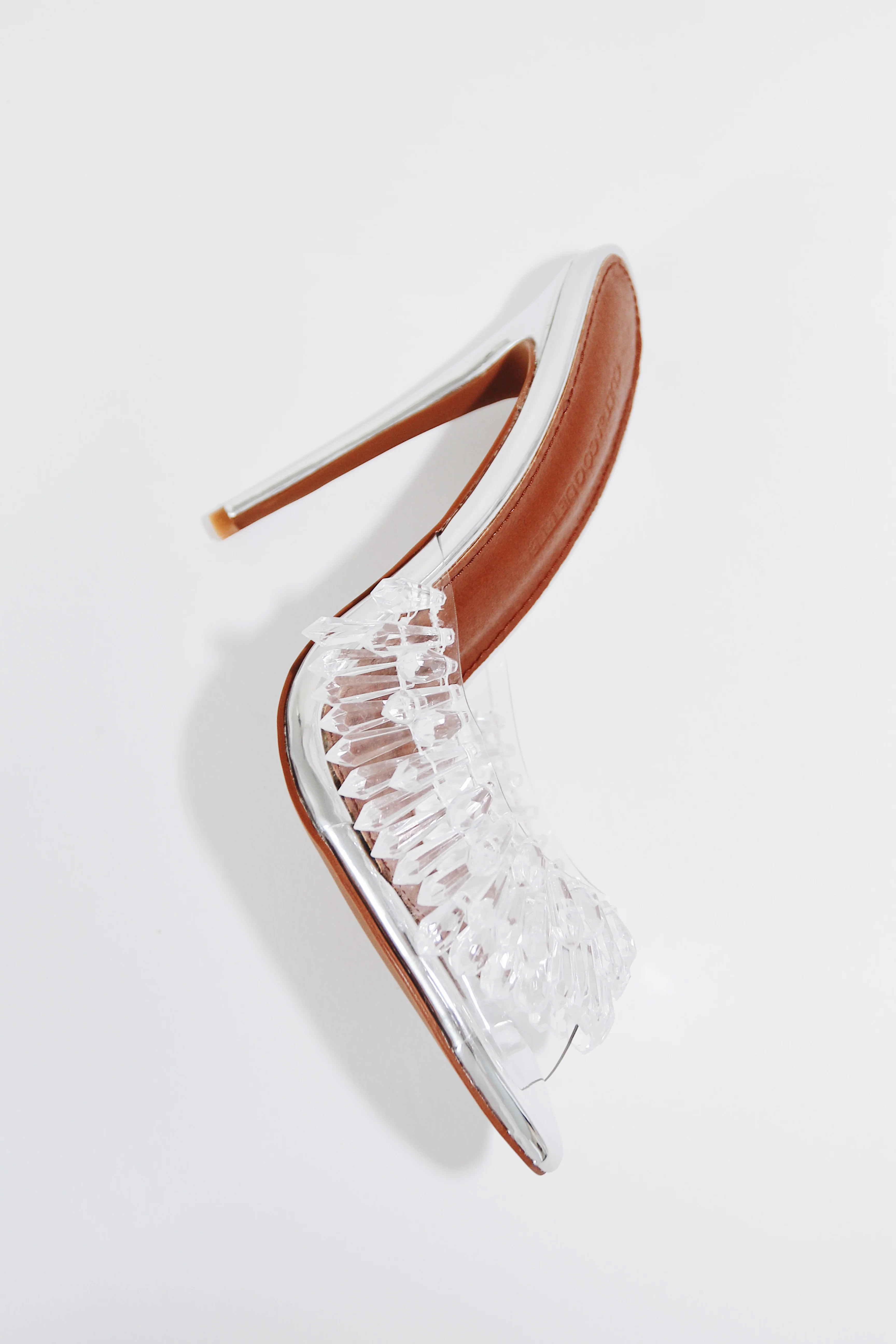 Goldie Clear Drip Chandelier Open Toe Mules 120 mm | CULT OF COQUETTE