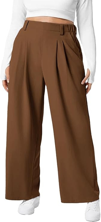 Eytino Womens Plus Size Wide Leg Dress Pants Elastic High Waisted Casual Waffle Palazzo Pants Tro... | Amazon (US)