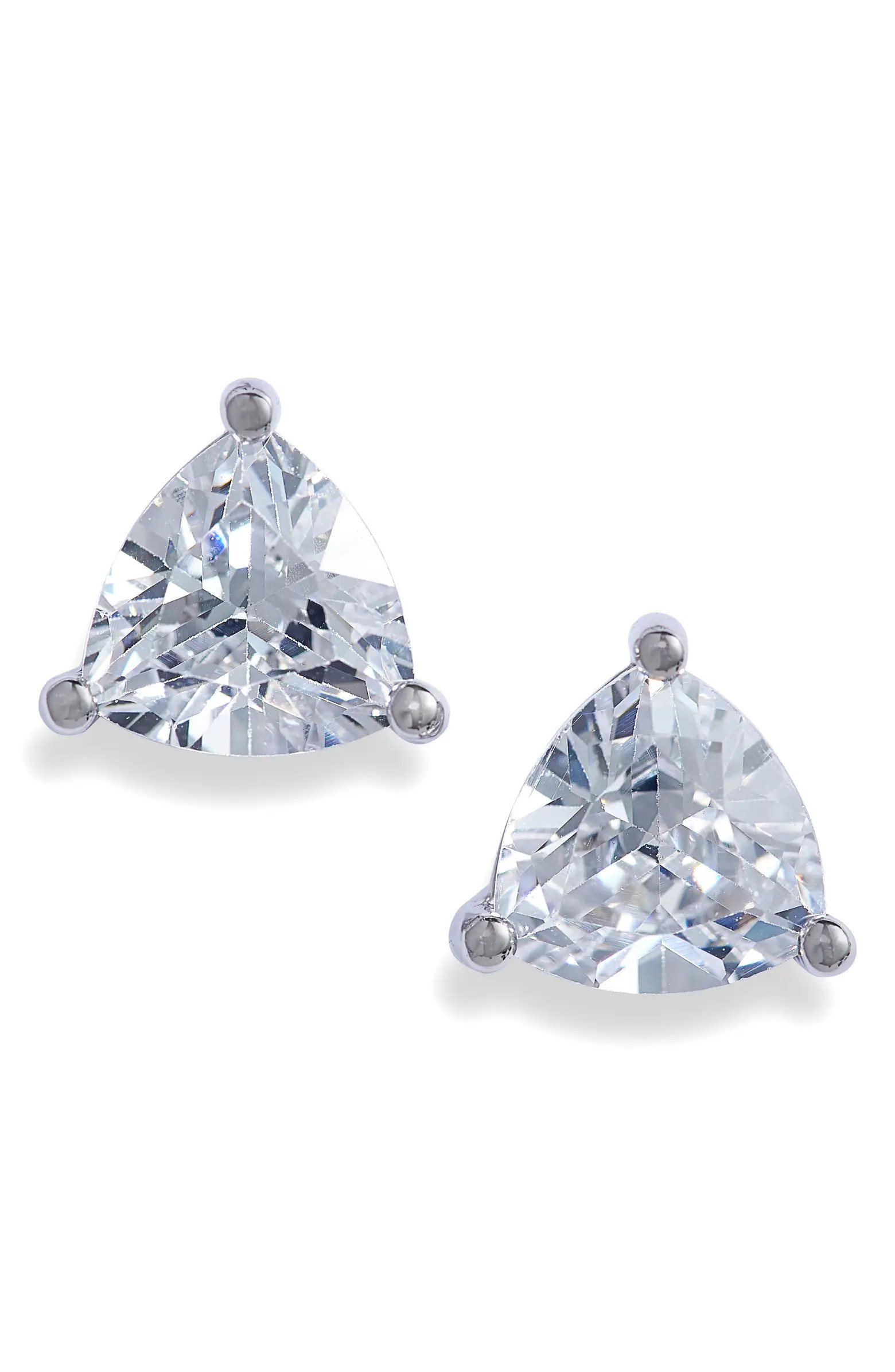Nordstrom 2ct Trillion Sterling Silver Cubic Zirconia Stud Earrings | Nordstrom | Nordstrom