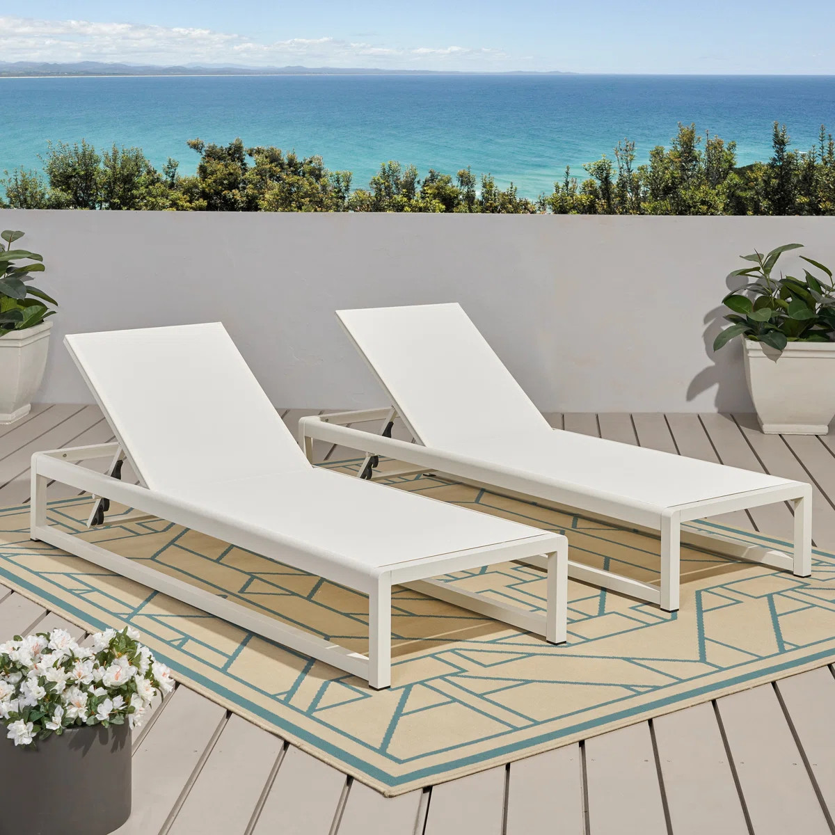 Cheshire Outdoor Metal Chaise Lounge Set (Set of 2) | Wayfair North America