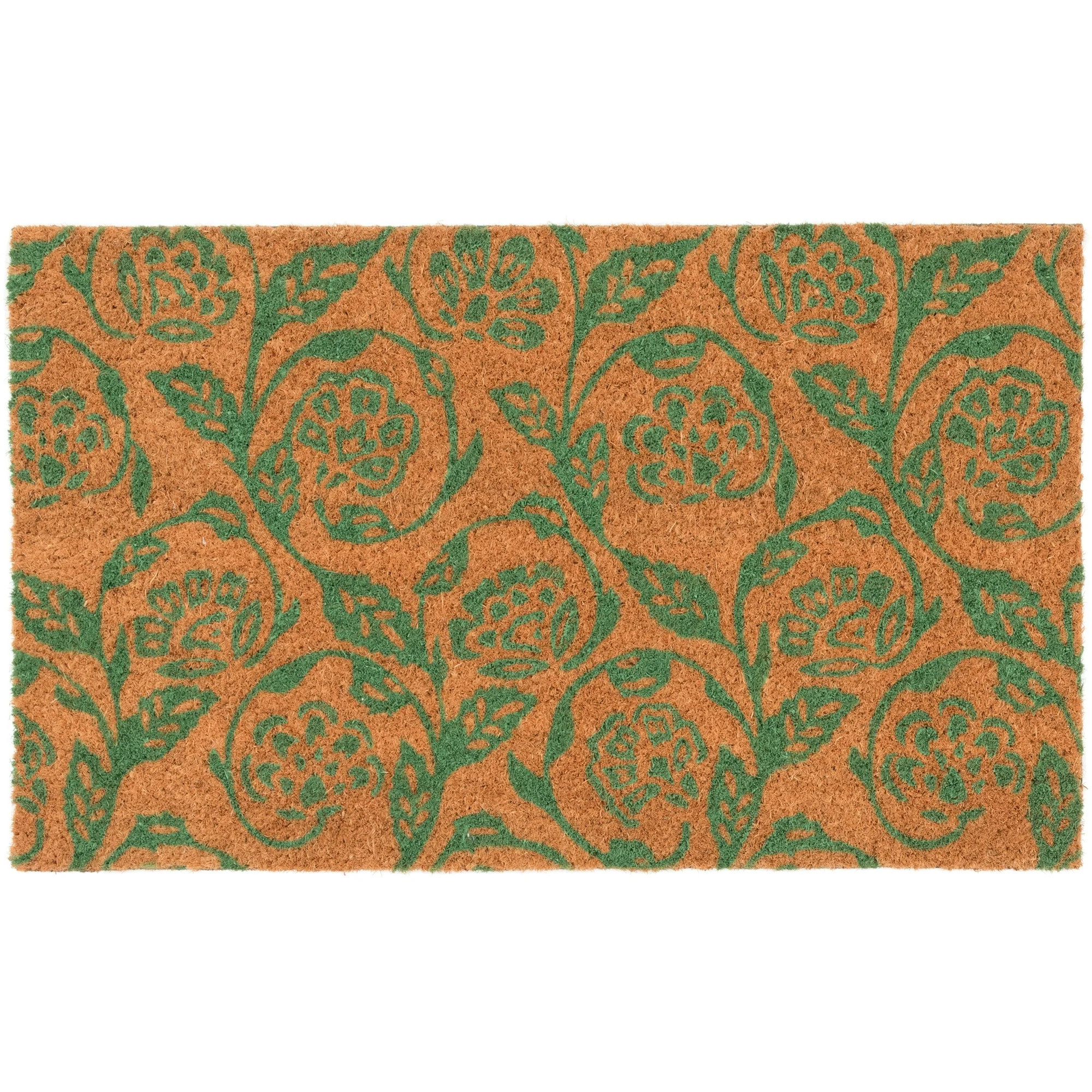 Mainstays by Becky G. & Alejandra Coir Outdoor Mat, Green Floral, 18" x 30" | Walmart (US)