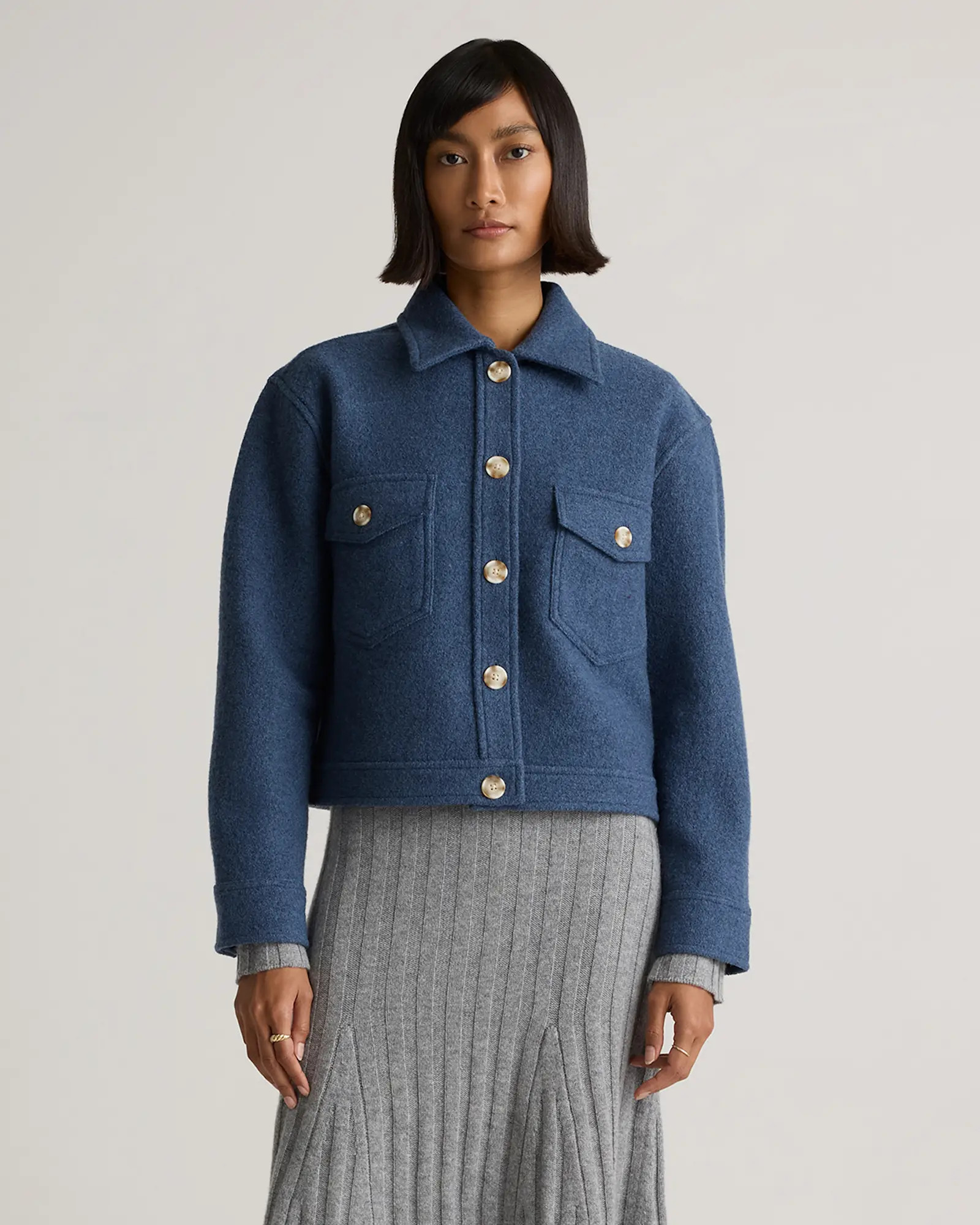 100% Merino Wool Cropped Shirt Jacket | Quince