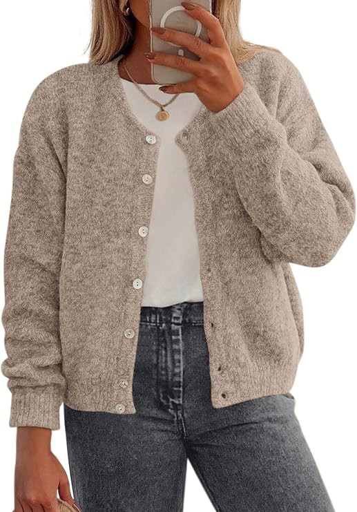 Womens Long Sleeve Cardigan Sweaters Button Down Knit Tops | Amazon (US)