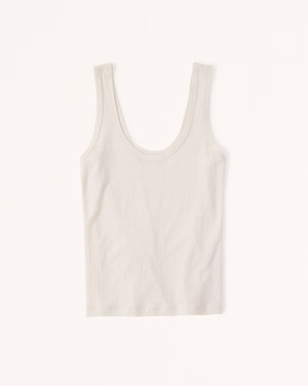 Linen-Blend Easy Scoopneck Tank | Abercrombie & Fitch (US)