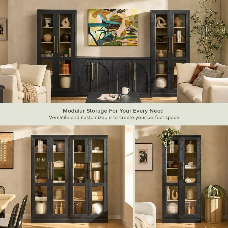 Mopio Blake Tall Display Cabinet, Kitchen Buffet Pantry Cabinet, Trophy Display Case, Storage Cab... | Walmart (US)