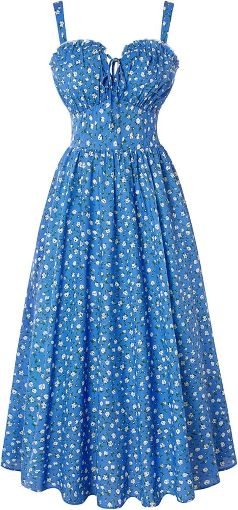 SCARLET DARKNESS Damen Sommerkleid Lang \u00c4rmellos Blumendruck Chiffonkleid Spaghettitr\u00e4g... | Amazon (DE)