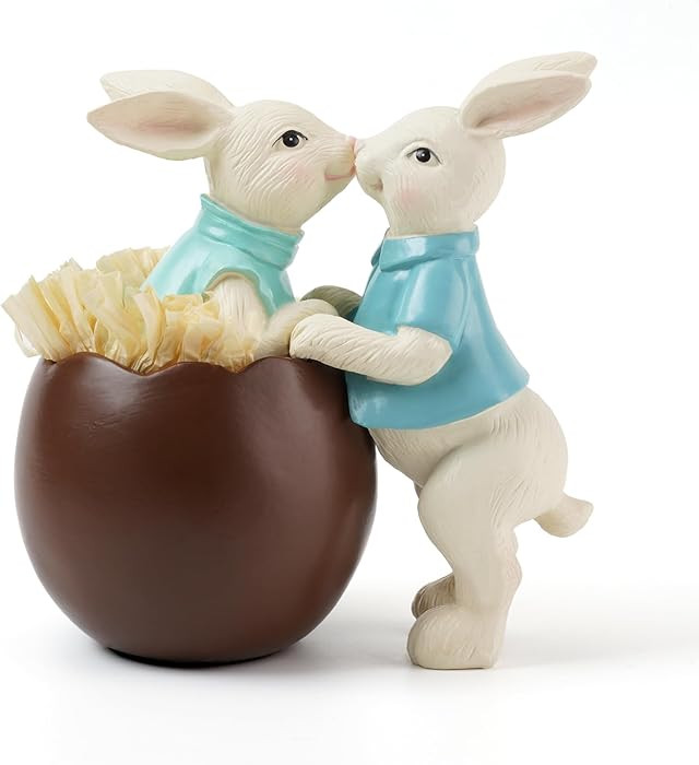 Homemory Bunny Decor Rabbits in an Easter Chocolate Egg, Easter Statue Figurines for Spring Table... | Amazon (US)