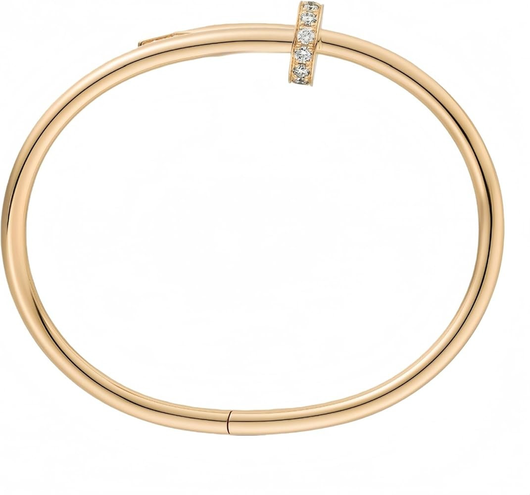 18K Gold Silver Rose Gold Plated Couple Bracelet, Elegant Willow Stud Open Design Wristband, Fash... | Amazon (US)