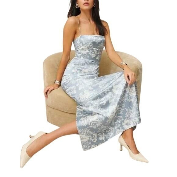 Reformation Frankie Silk Maxi Dress Idyllic Floral Size 8 Smocked Back | Poshmark