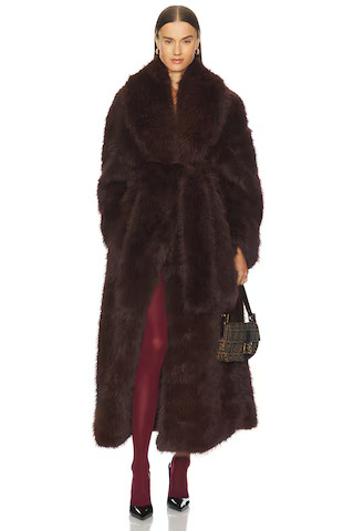 AFRM Lisbon Maxi Faux Fur Coat in Java from Revolve.com | Revolve Clothing (Global)