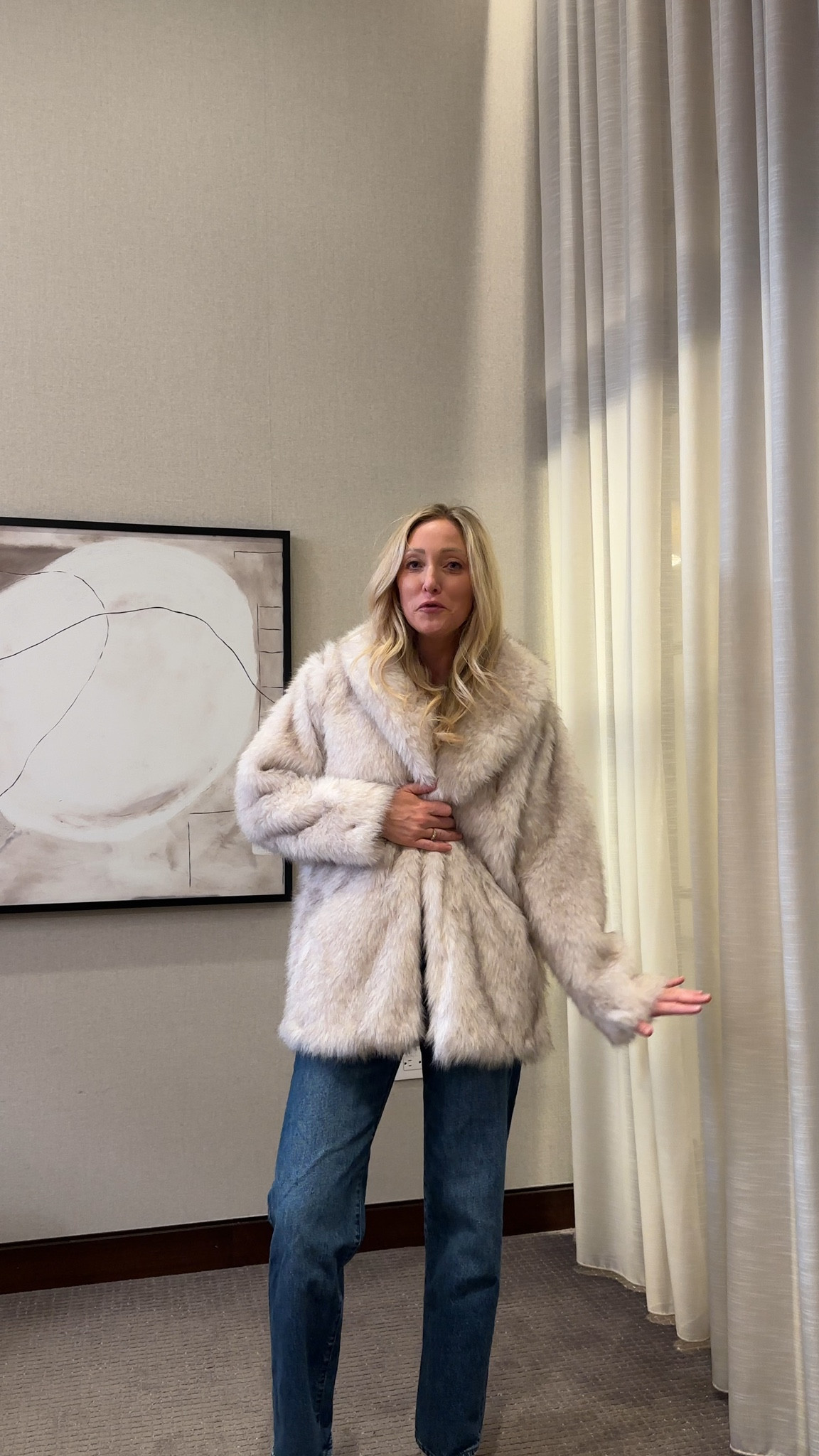 Faux fur jacket! Soooo good for the price! Wearing size small! 

#LTKHoliday #LTKFindsUnder50 #LTKStyleTip