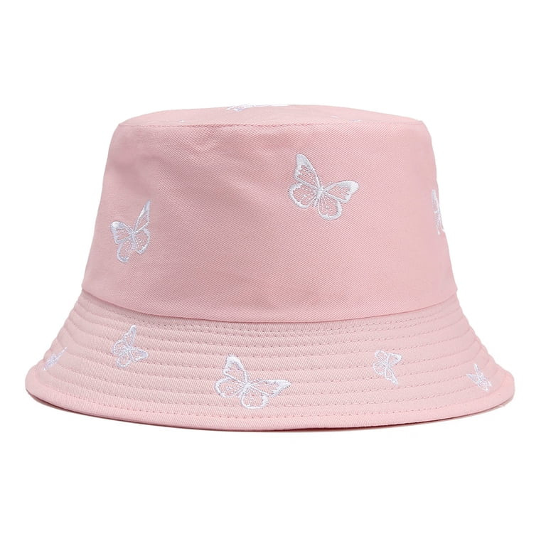 Lroveb Bucket Hats for Women Butterfly Embroidery Double-Sided Fisherman Hat Sun Hat | Walmart (US)