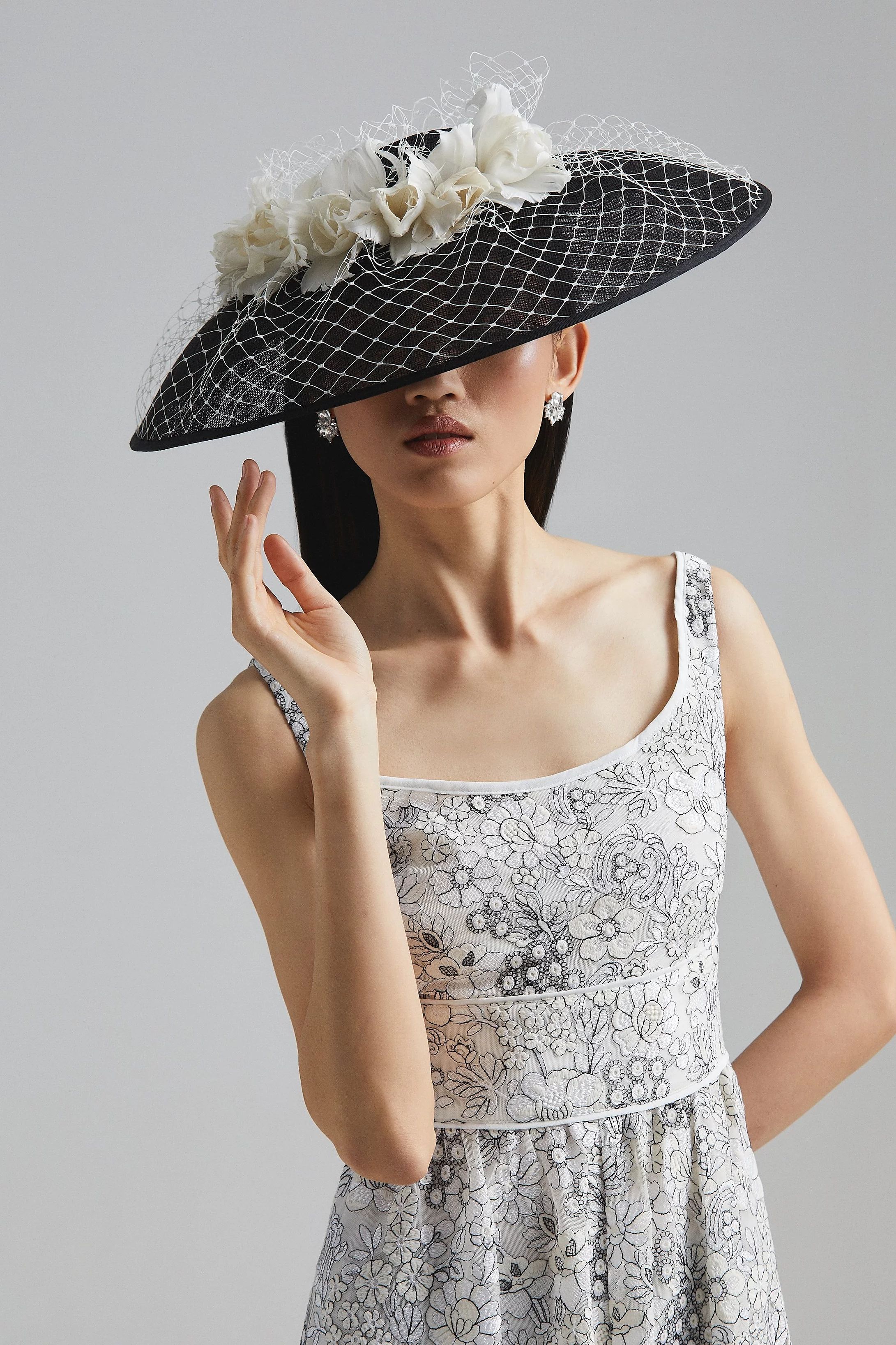 Lisa Tan Premium Flower And Mesh Wide Brim Hat | Coast (UK)