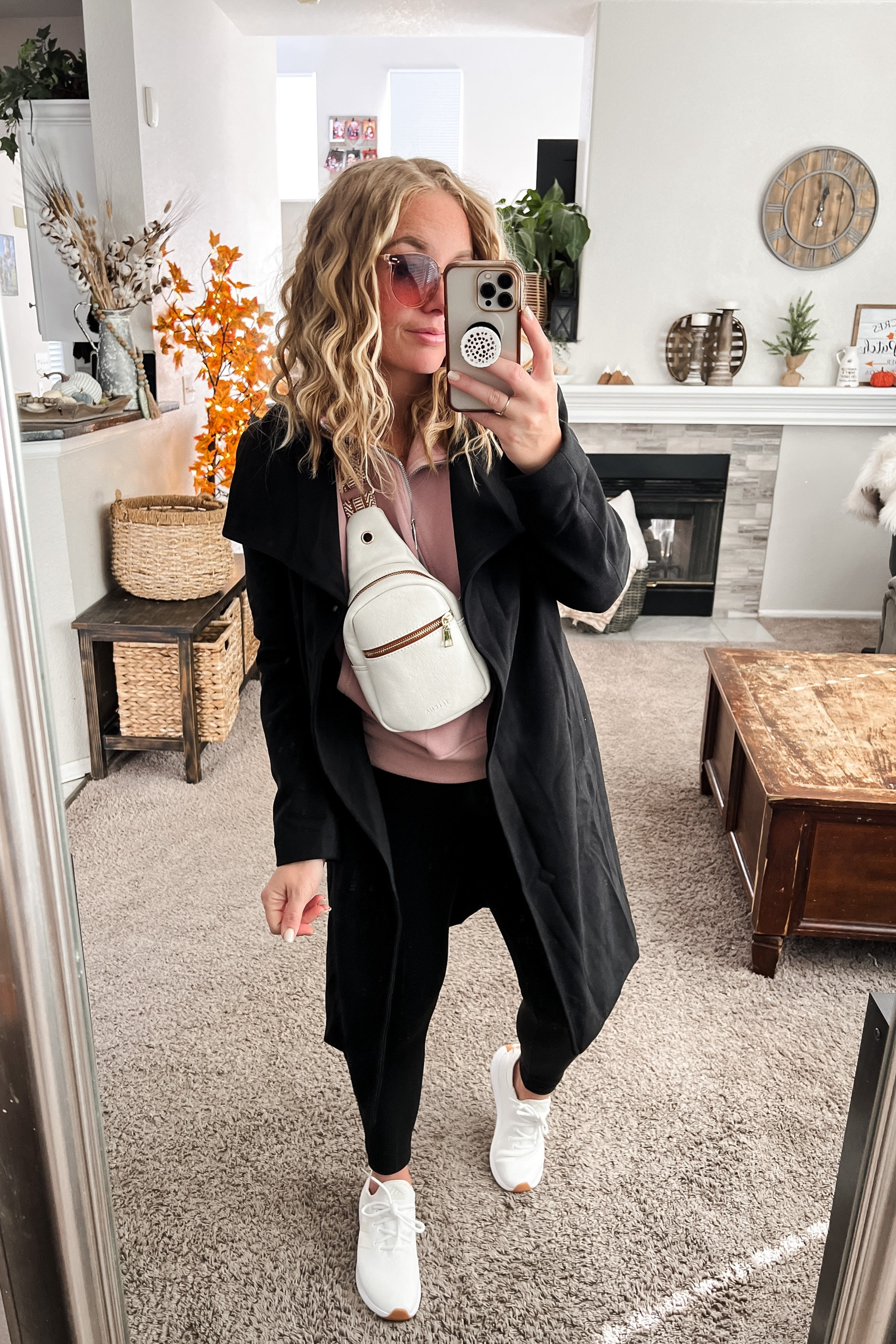 Fall layered athleisure outfit with a black pea coat, quarter zip sweatshirt, sling bag, leggings and sneakers.  Everything fits TTS


//Fall outfits 2024, fall fashion finds,petite fashion, casual mom outfit ideas, fall outfit amazon, amazon outfit ideas, casual outfit ideas, outfit inspo, casual fashion, amazon fall fashion,  casual outfit fall, cute casual outfit, outfit ideas fall, amazon shoes, amazon bag, purse, size 4-6, casual fall outfits, casual outfit ideas everyday, fall tops, fall shoes, fall bags #ltkfindsunder100 #ltksalealert #ltkseasonal 

#LTKFindsUnder50 #LTKStyleTip #LTKActive