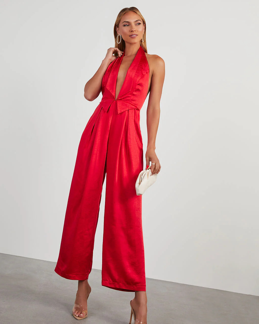 Reeves Satin Halter Jumpsuit | VICI