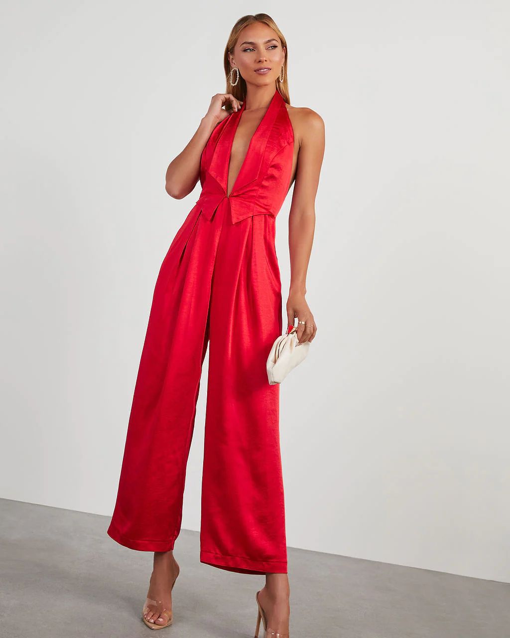 Reeves Satin Halter Jumpsuit | VICI Collection
