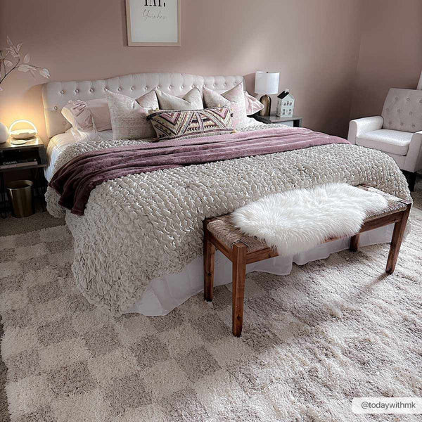 Atira Light Brown Checkered Area Rug | Boutique Rugs