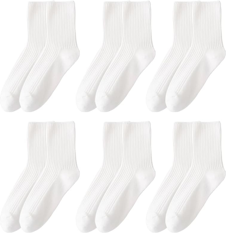 MarJunSep Women’s Cute Cotton Crew Socks Neutral Aesthetic Slouchy Boot Dress Socks Women Girls... | Amazon (US)