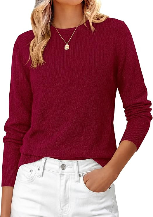 PRETTYGARDEN Womens Fall Basic Long Sleeve Sweater | Soft Knit Fabric, Classic Crew Neck Sweaters... | Amazon (US)