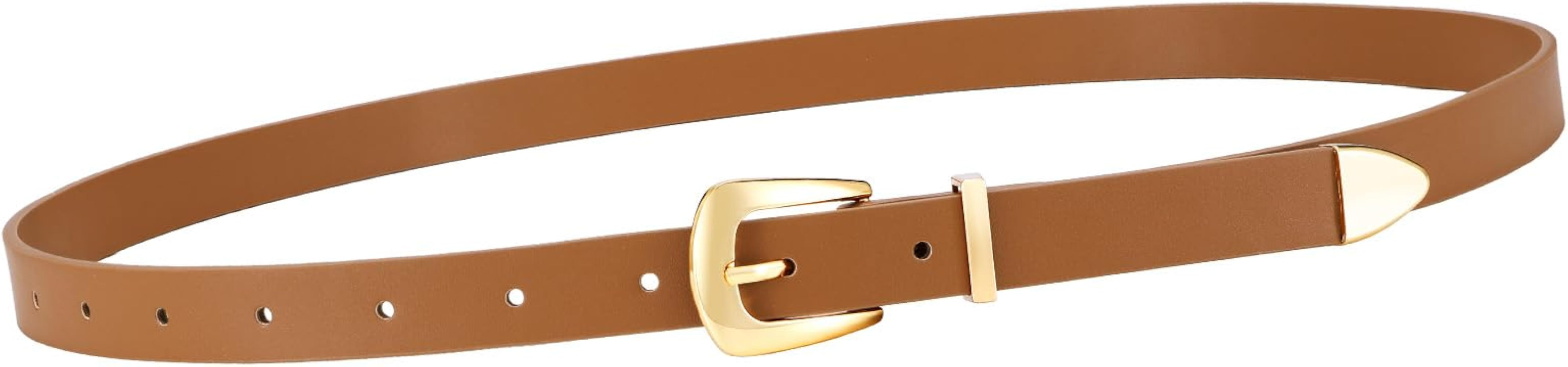 VONMELLI Women Skinny Leather Belt for Jeans Dress Thin Waist Belt Ladies Belt with Gold/Sliver B... | Amazon (US)
