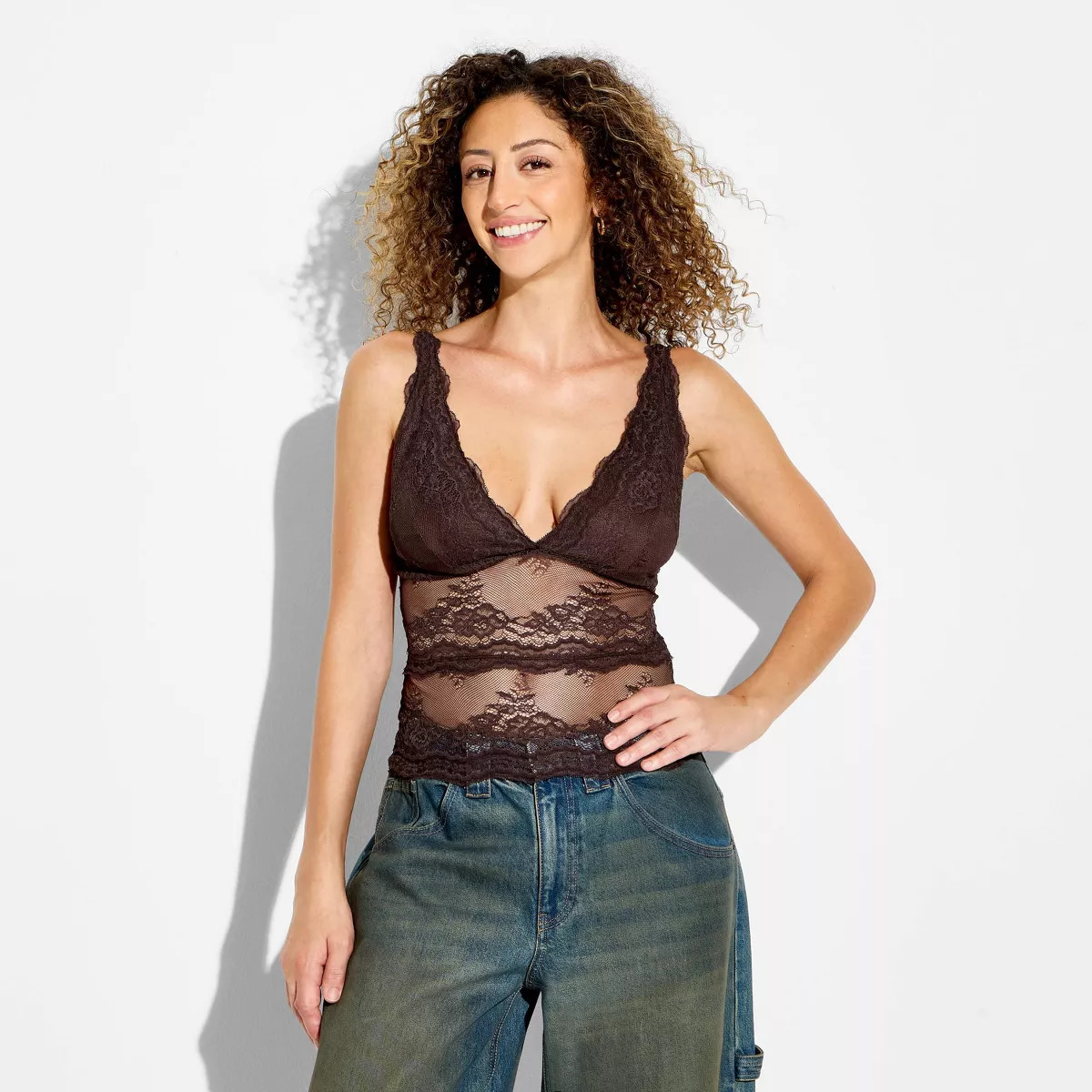 Women's Lace Tank Top - Wild Fable\u2122 Dark Brown S | Target