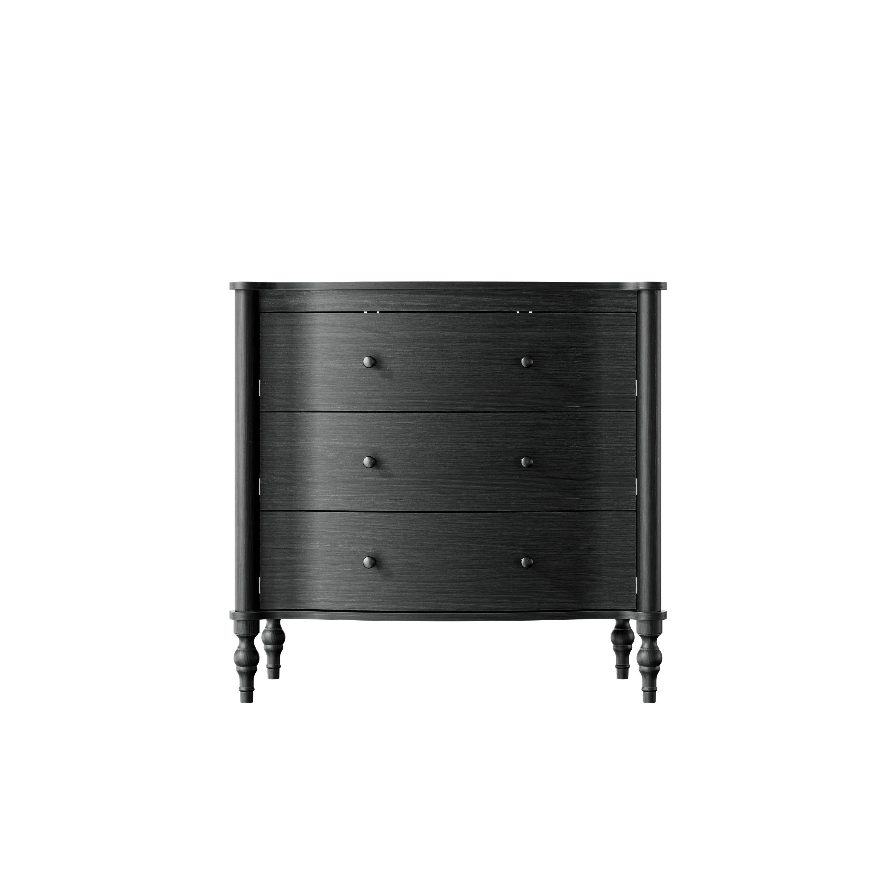 Aaron 32.8'' W Vintage Curved Front Nightstand with 3 Drawers, Solid Wood Legs and Metal Knobs Adorn | Wayfair North America