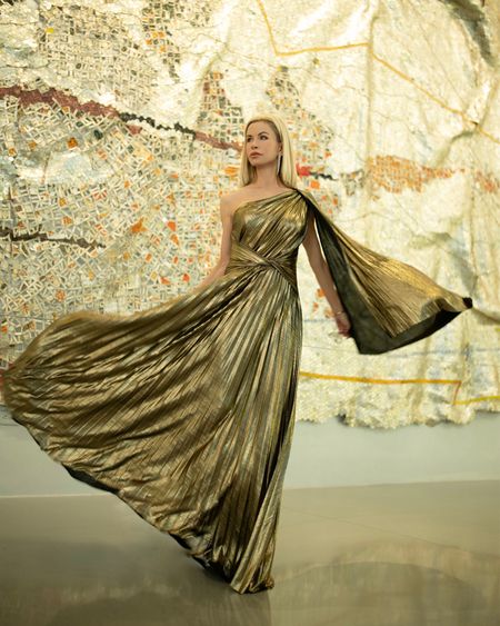 Ring in the new year and awesome style! My gold lame, pleated one shoulder evening gown is a showstopper! Currently available in all sizes and runs true to size. #Holiday #HolidayOutfit #Christmas #NewYear'sEve #Outfit #Formal #Wedding 

#LTKparties #LTKfindsunder100 #LTKHoliday