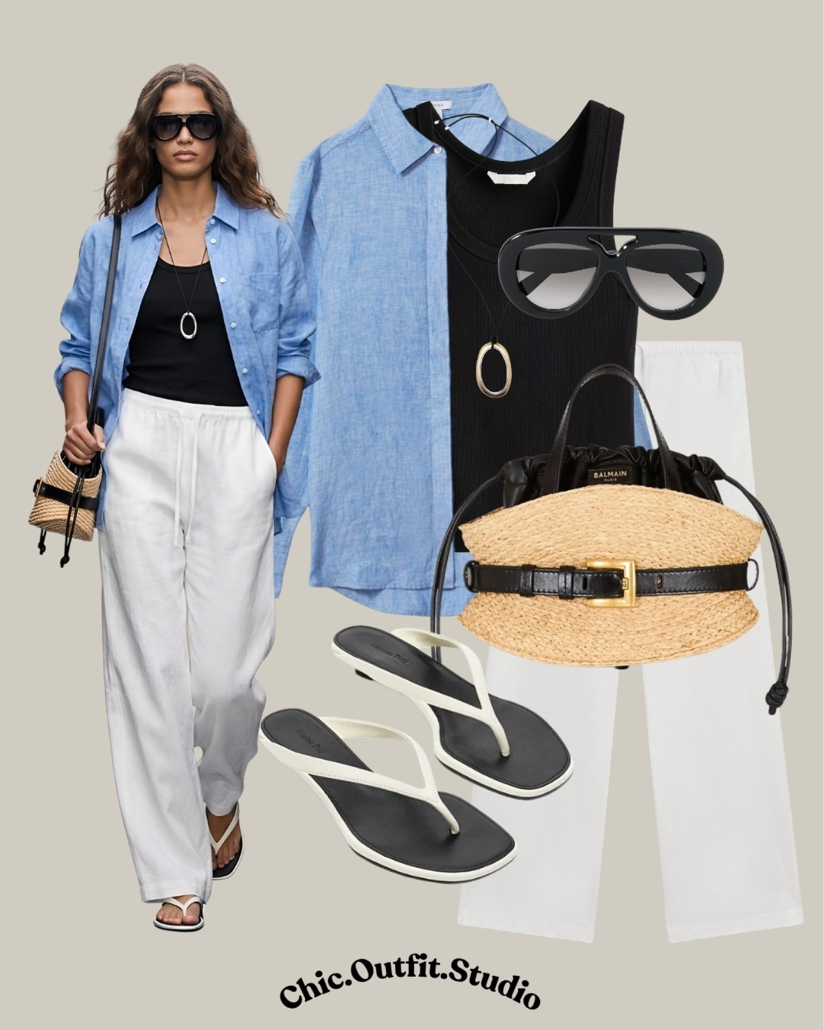 Blue Linen Shirt + White Trousers + Black Tank

✨A lightweight blue linen shirt paired with crisp white trousers and a black tank is one of those effortless summer combinations that always looks expensive. 
✨Perfect for city strolls, vacation sightseeing, casual lunches, airport travel days, or coffee dates when you want to feel polished without trying too hard. The mix of soft linen, clean neutrals, and black accessories creates that timeless European summer aesthetic.

✨Tags: blue linen shirt outfit, white trousers outfit women, European summer style, old money summer outfit, casual chic outfit women, linen shirt styling, summer travel outfit, effortless summer fashion, minimalist outfit ideas, elevated basics outfit, vacation outfit women, classic summer wardrobe, black tank outfit, resort wear inspiration

#LTKsummer #LTKbag #LTKshoes