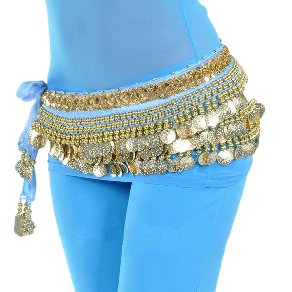 MUNAFIE Belly Dance Hip Scarf Belly Dancing Multi-Row Coin Noisy Belt Skirt | Amazon (US)