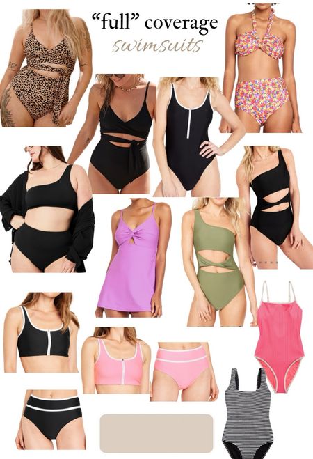Swimsuits that provide booty coverage and high waisted! #aerieswim #oldnavy #midsize #swimsuits #mom