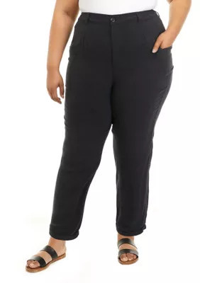 Wonderly Women's Plus Size Drapey Twill Cargo Pants, Black, 3X | Belk