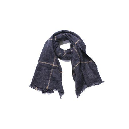 Hat Attack Womens Box Windowpane Print Navy Blue Size 78 Blanket Scarf | Walmart (US)